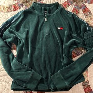 Tommy Hilfiger Forest Green Velour Sweater 🤍